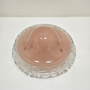 Art Deco Pink Glass Ceiling Light Fixture Cover Three Hole Vintage Mid Century